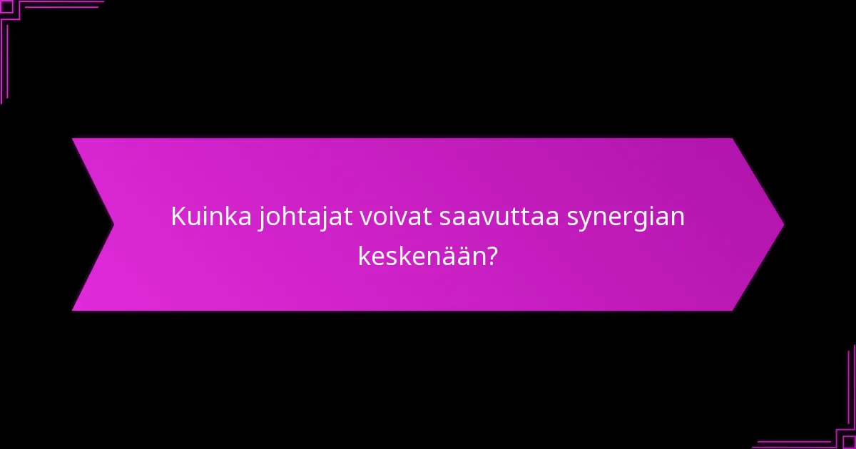 Kuinka johtajat voivat saavuttaa synergian keskenään?