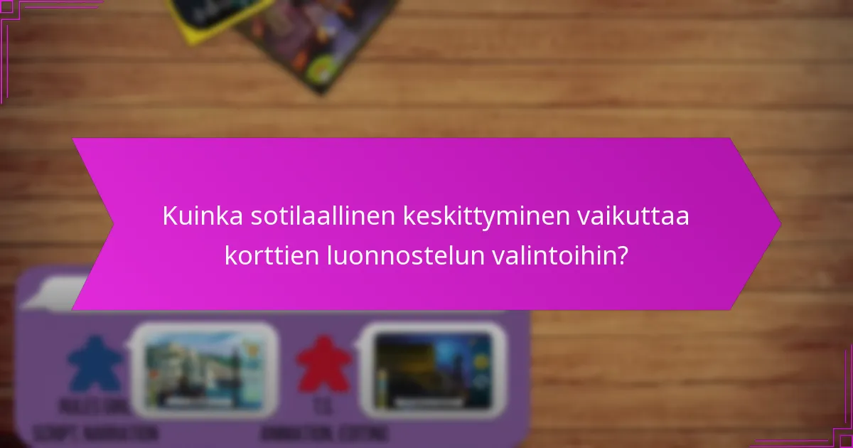 Kuinka sotilaallinen keskittyminen vaikuttaa korttien luonnostelun valintoihin?