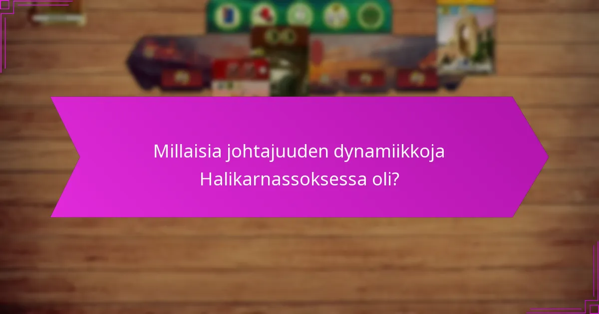 Millaisia johtajuuden dynamiikkoja Halikarnassoksessa oli?