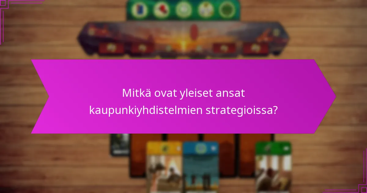 Mitkä ovat yleiset ansat kaupunkiyhdistelmien strategioissa?