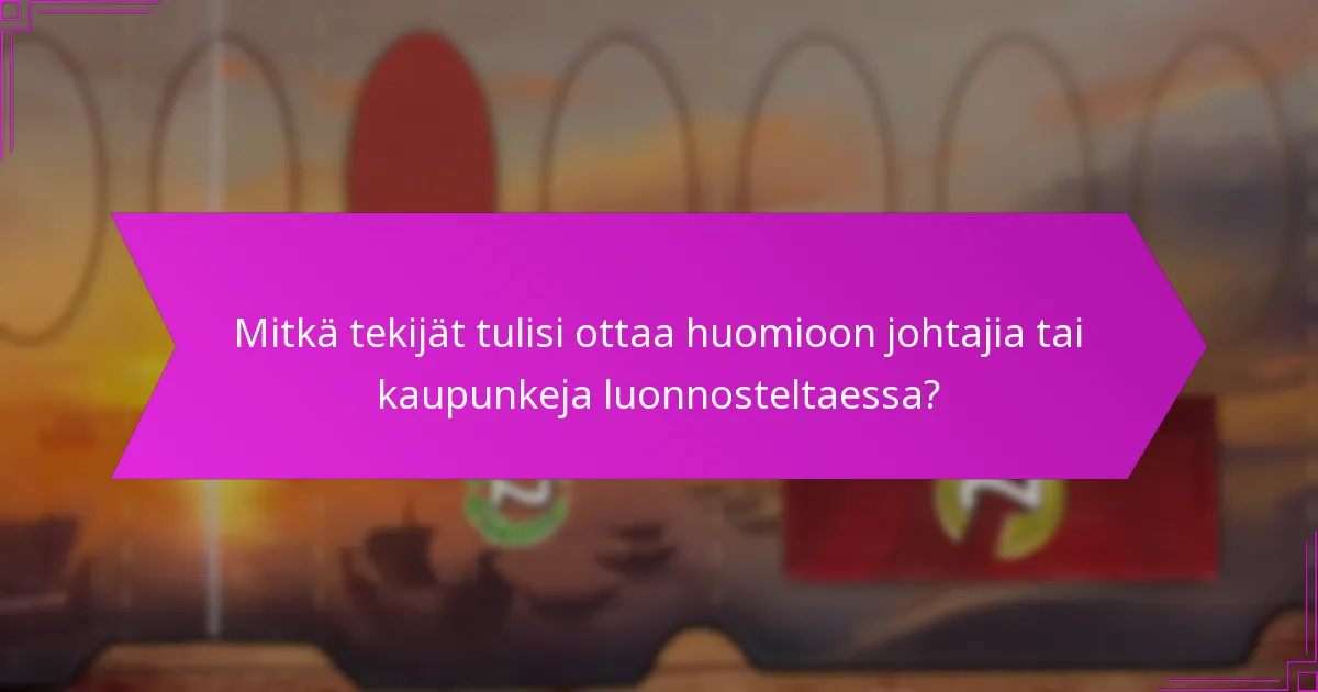 Mitkä tekijät tulisi ottaa huomioon johtajia tai kaupunkeja luonnosteltaessa?